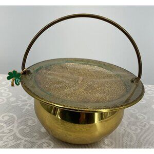 Gold Metal Pot Shamrock‎ Charm Candle